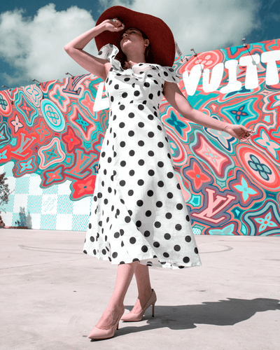 white mist polka cotton dress