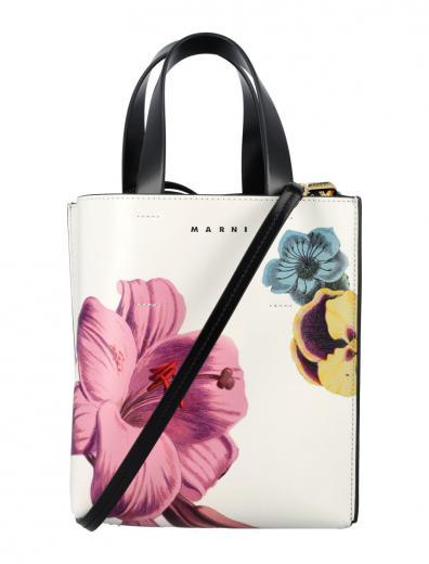 white museo floral-print tote bag