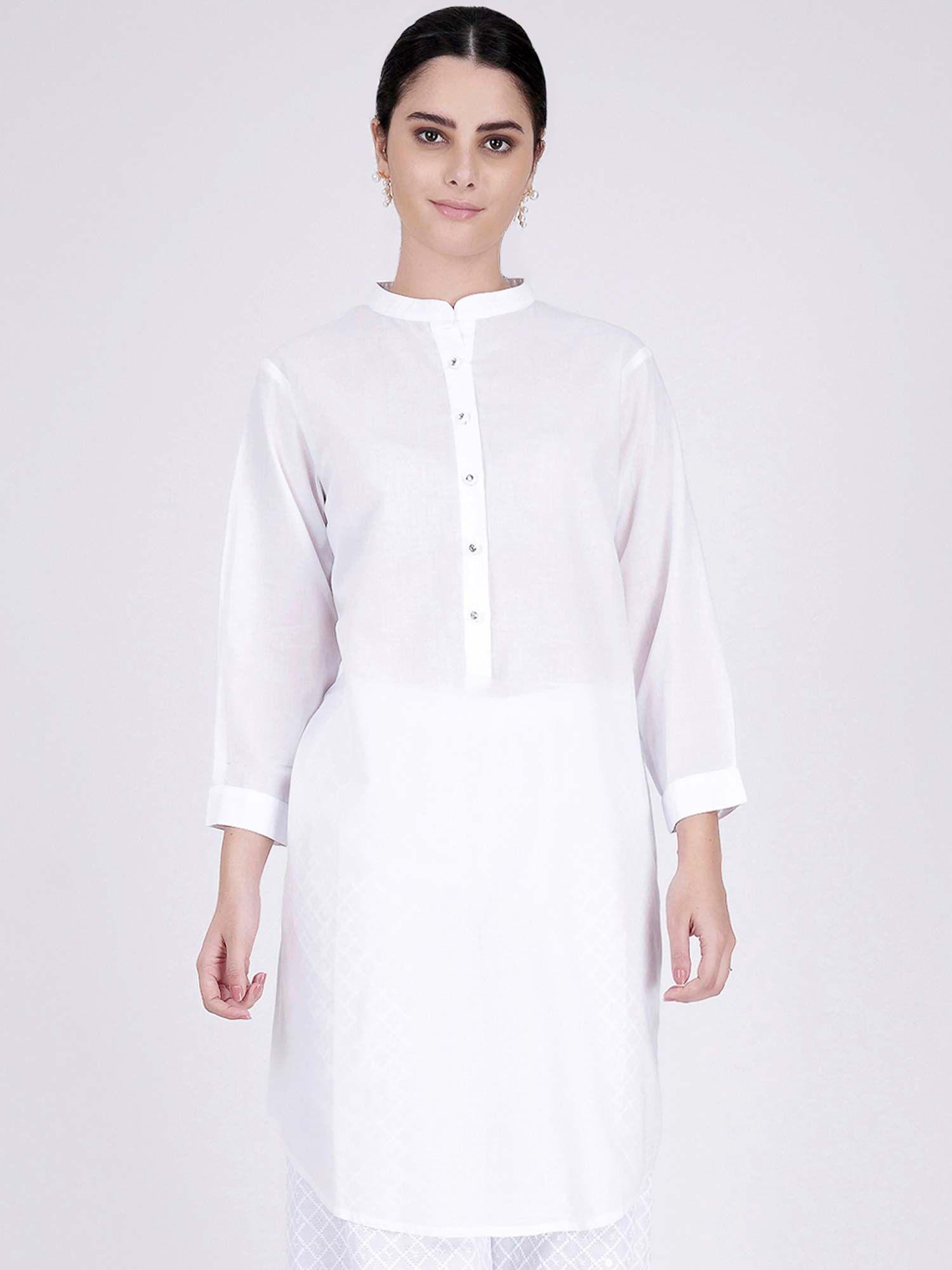 white nehru collar kurta