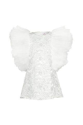 white net sequins embroidered dress for girls
