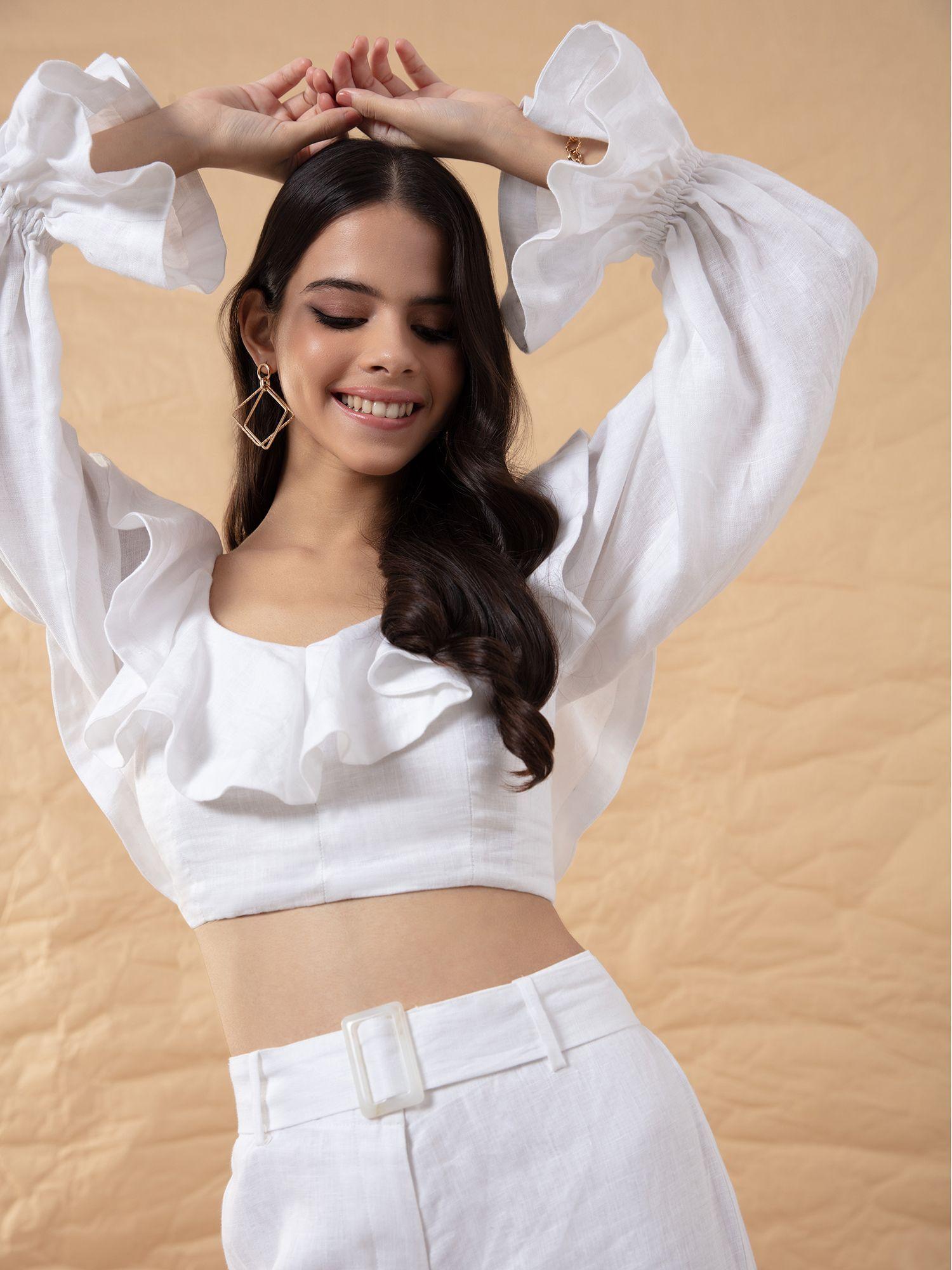 white nothing like it crop top