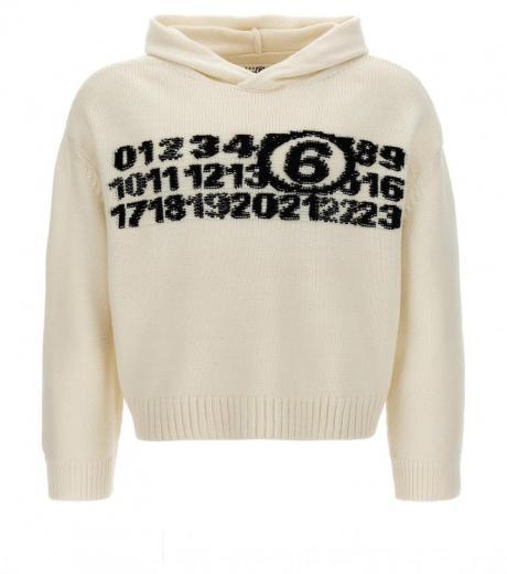 white numeric signature hooded sweater