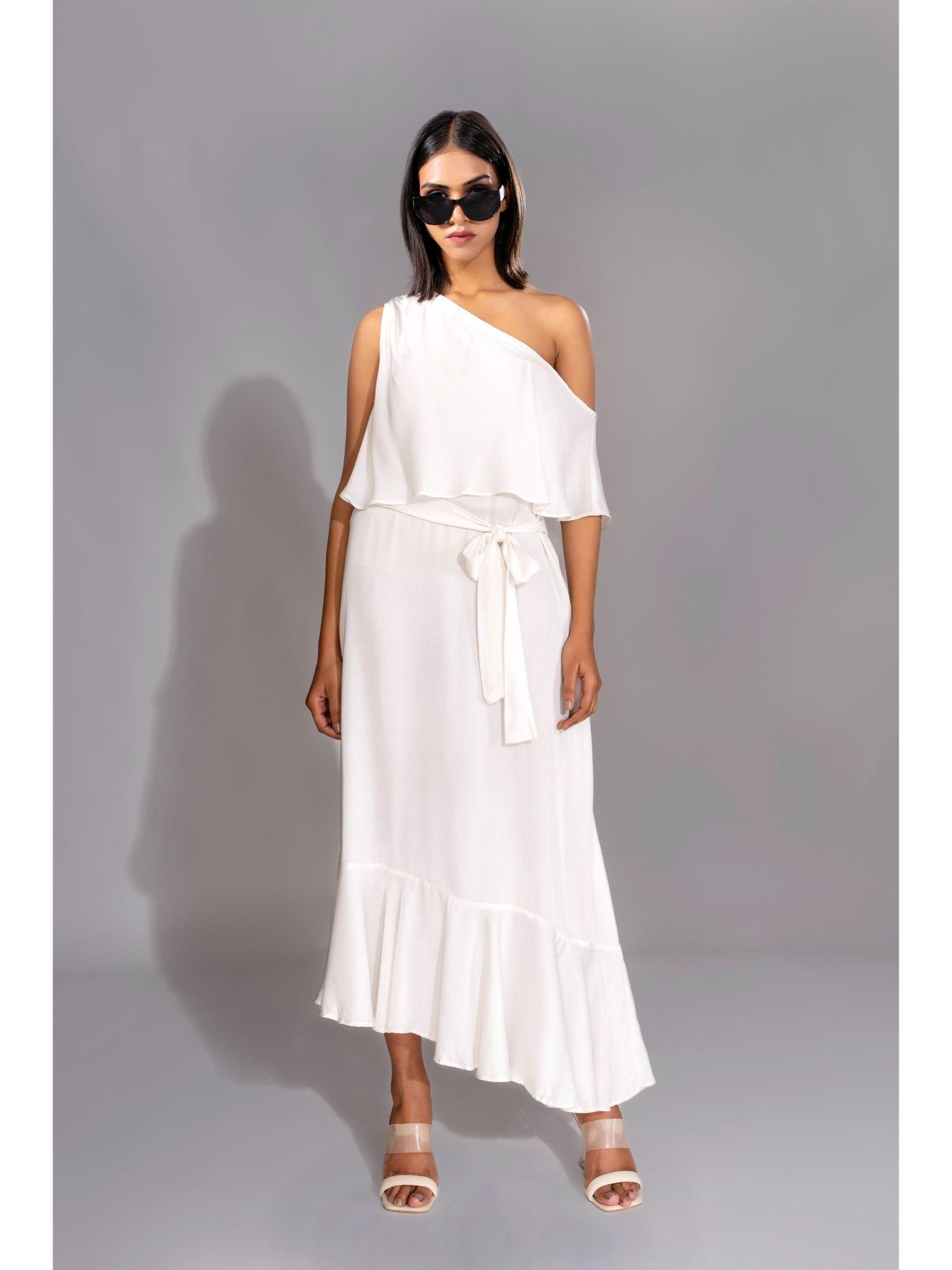 white one shoulder maxi dress (set of 2)