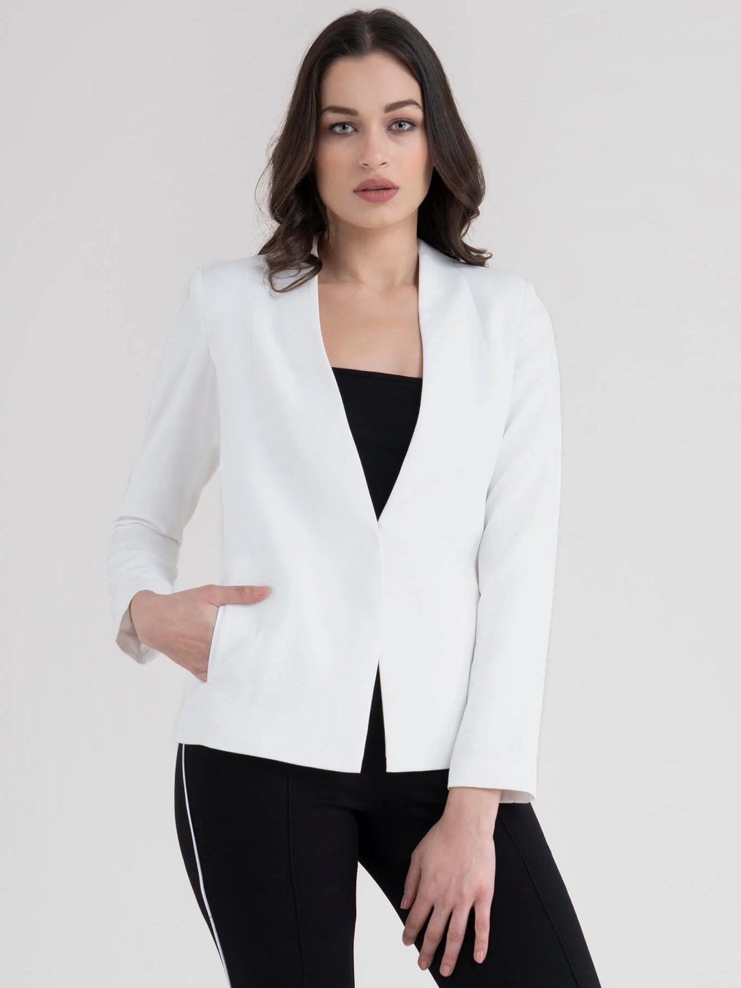 white open front blazer