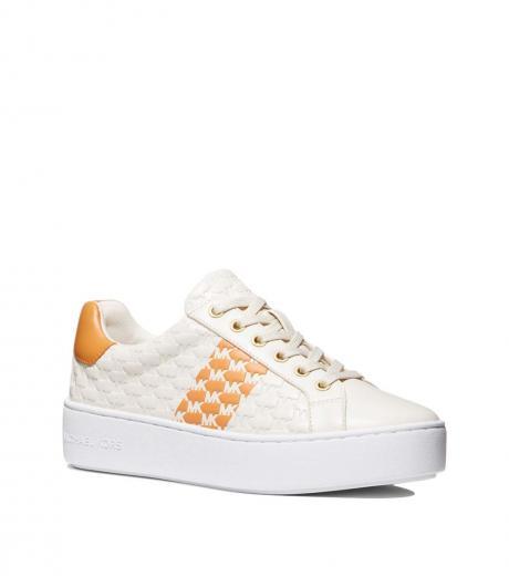 white orange poppy stripe sneakers