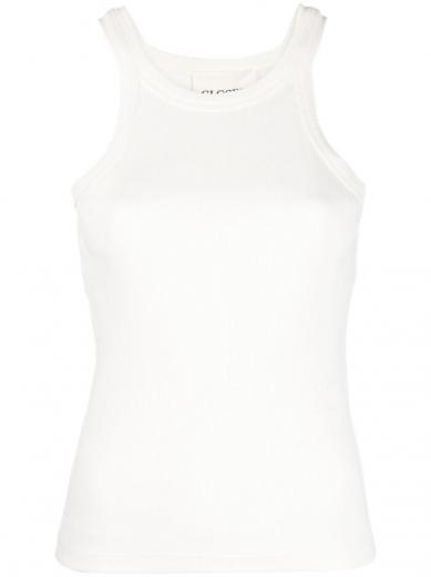 white organic cotton ribbed tank top