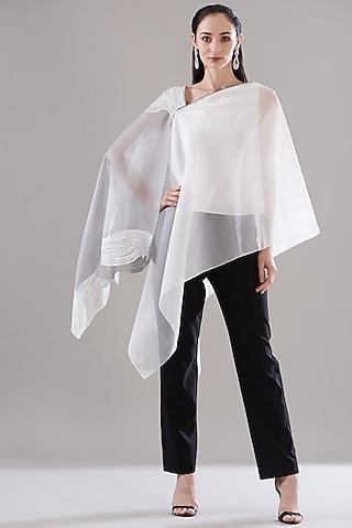 white organza asymmetrical kaftan top