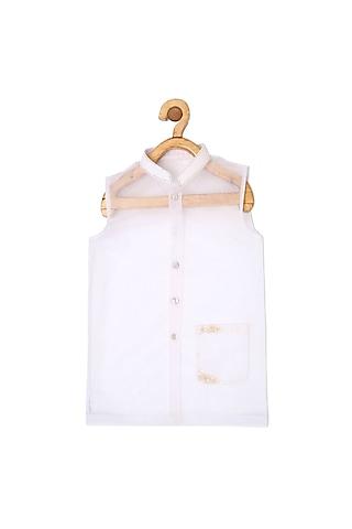 white organza bundi jacket for boys