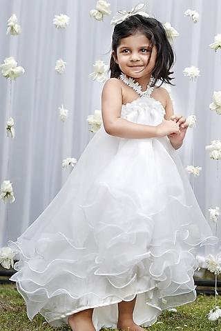 white organza halter dress for girls