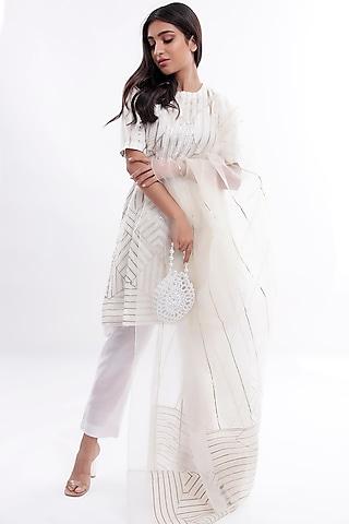 white organza kurta set