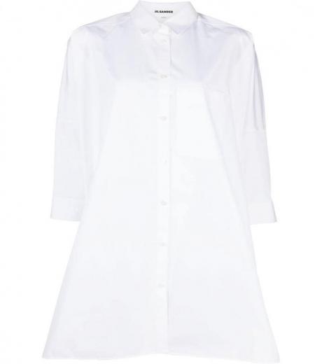 white oversized a-line shirt dress