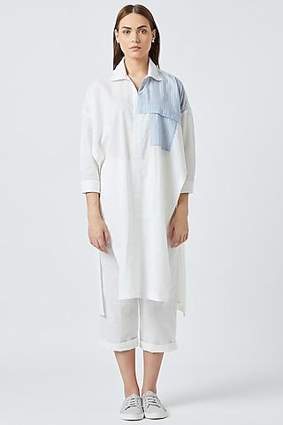 white oversized tunic with slits