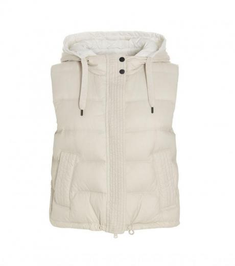 white padded hooded vest