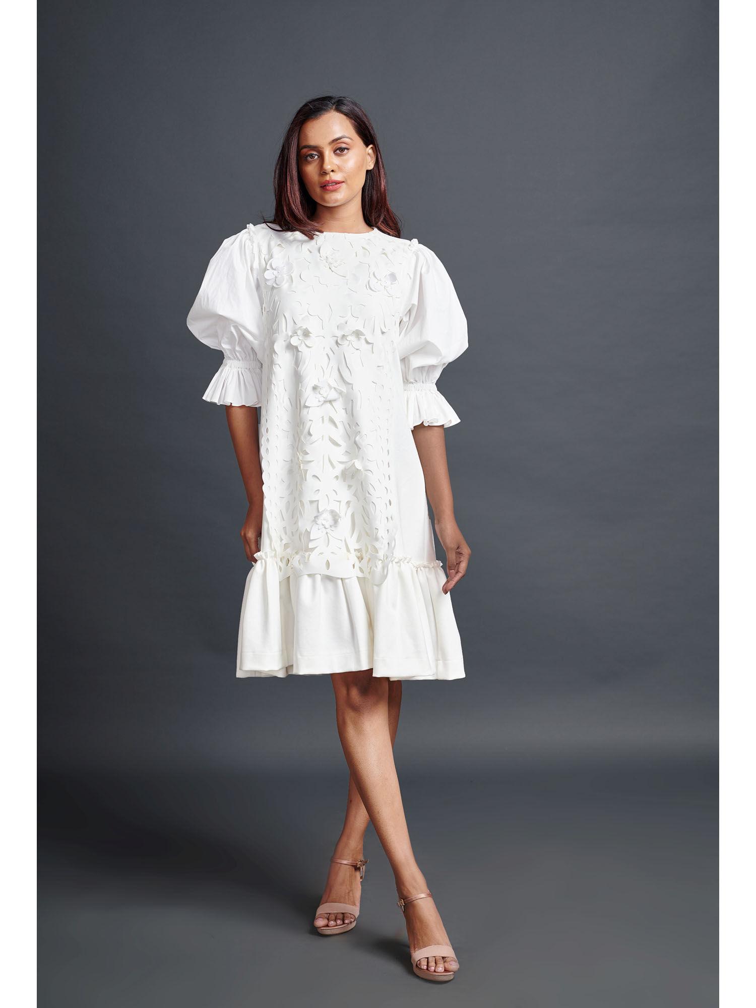 white paneled dress