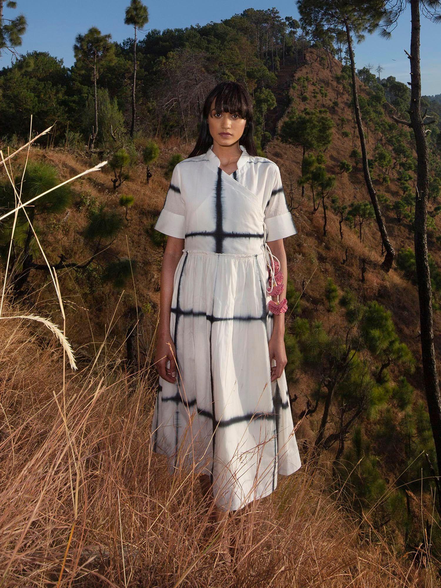 white patterned dress