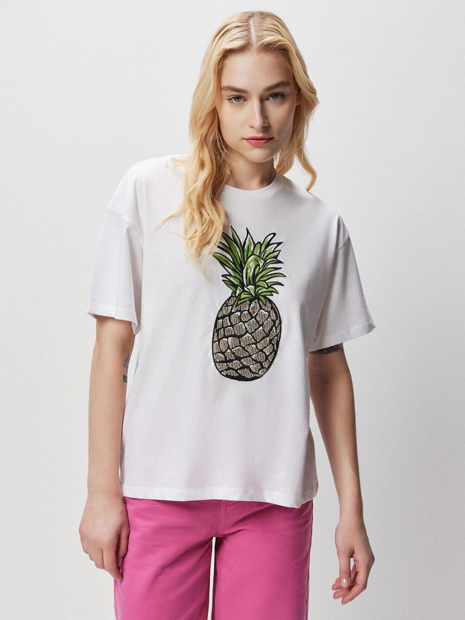 white pineapple patch t-shirt