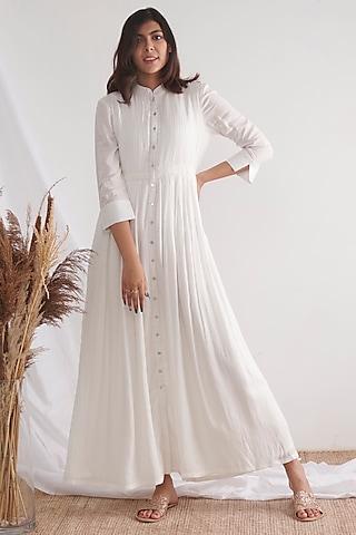 white pintucked dress