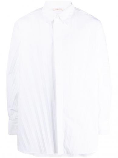 white pleated cotton shirt