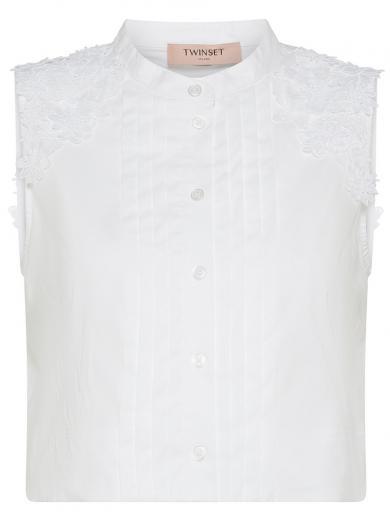 white pleated flower top