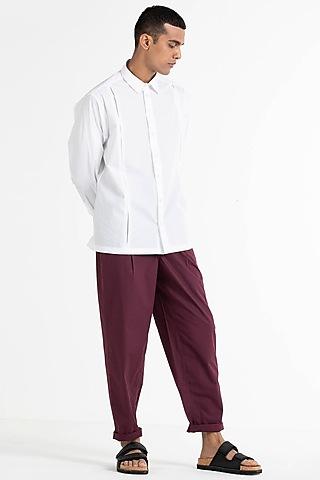 white pleated shirt