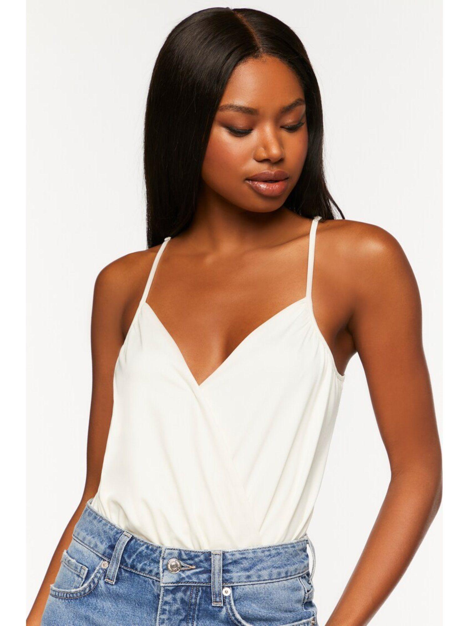 white plunge neckline bodysuits