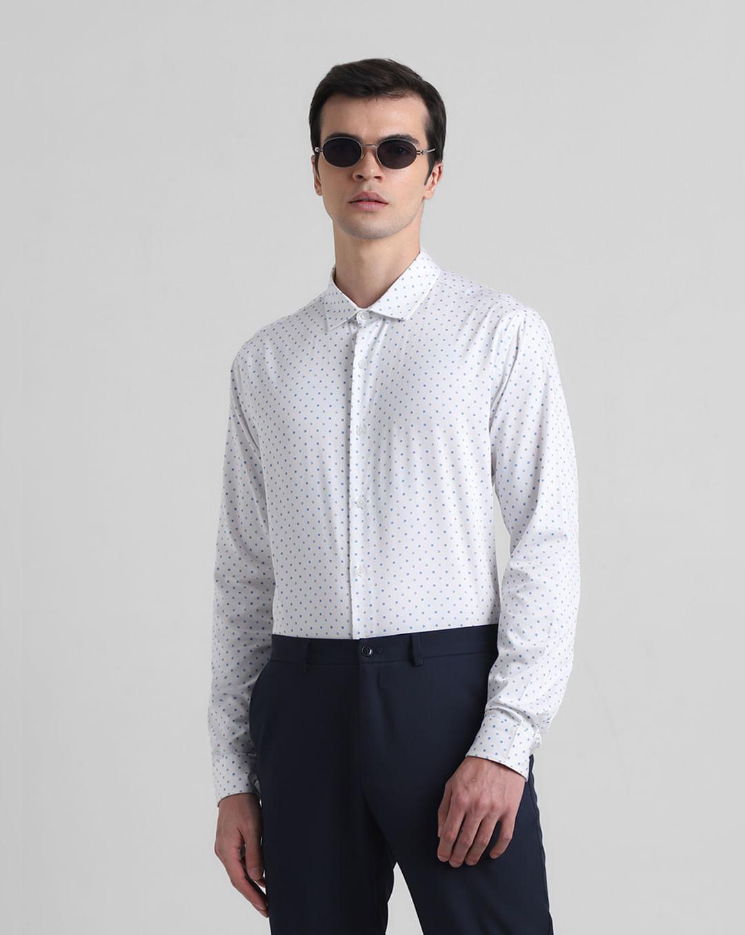 white polka dot full sleeves shirt