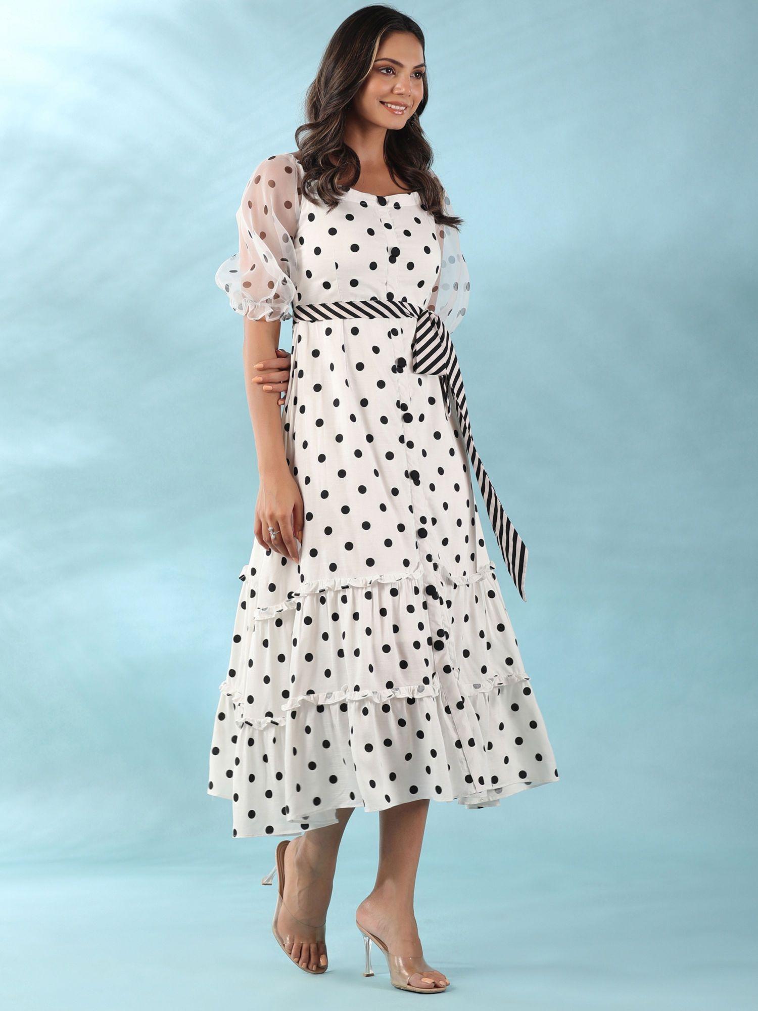 white polka tiered dress (set of 2)