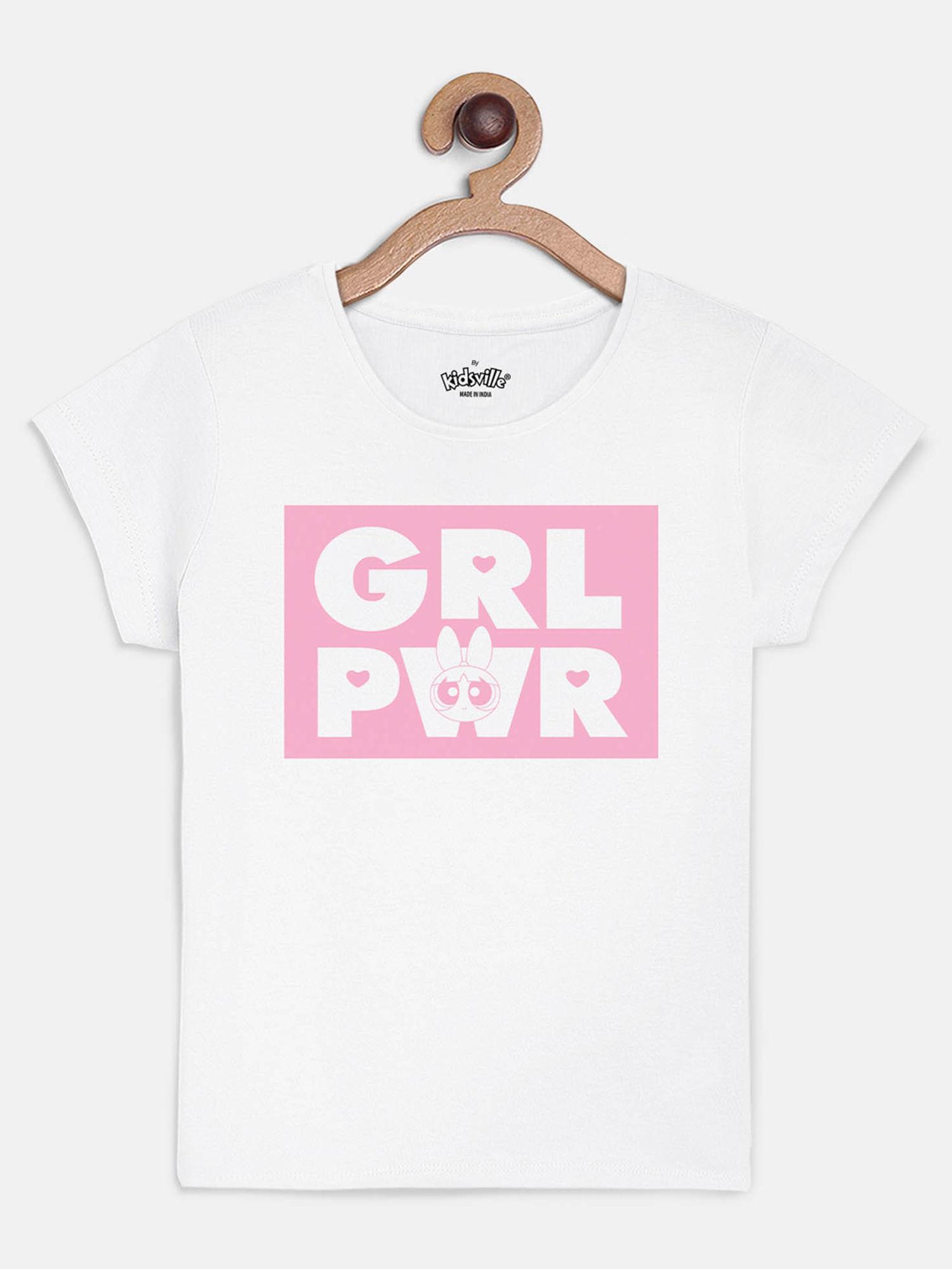 white powerpuff girls printed t-shirt