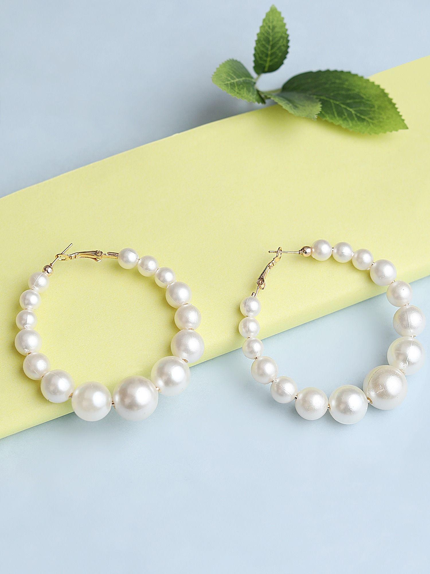 white princes pearl hoop earring