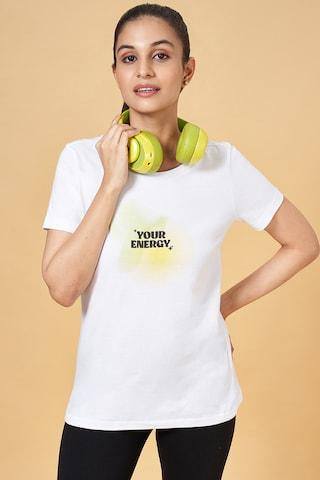 white print  active wear women regular fit  t-shirt