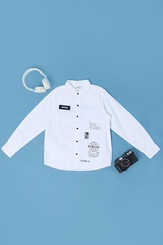 white print casual full sleeves regular collar boys regular fit shirt