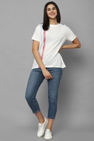 white print casual short sleeves round neck women regular fit t-shirt