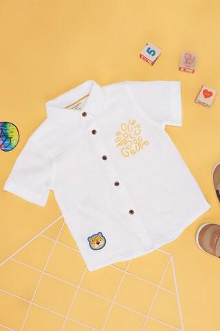 white print cotton regular collar baby regular fit shirts