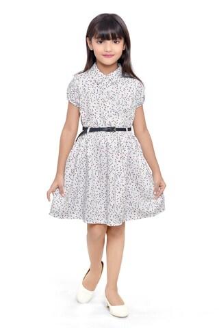 white print knee length casual girls regular fit dress