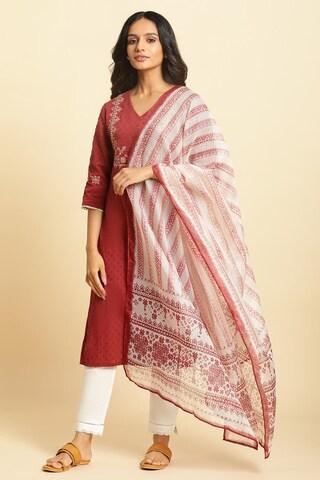 white print polyester dupatta