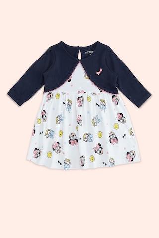 white print round neck casual full sleeves baby regular fit dress