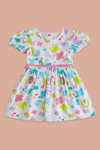 white print round neck casual short sleeves baby regular fit dress
