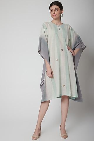 white printed & embroidered kaftan tunic