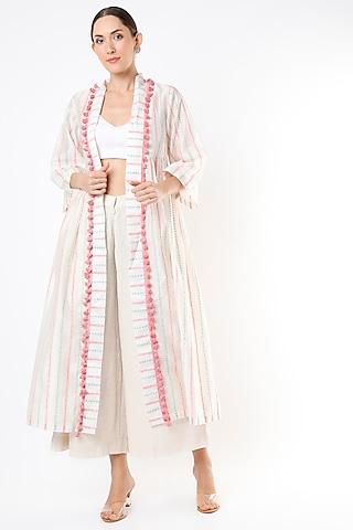 white printed cape set