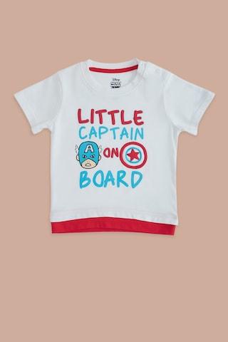 white printed casual half sleeves crew neck baby regular fit t-shirt