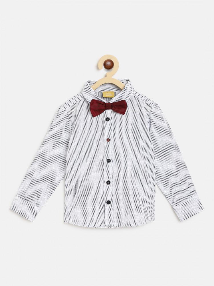 white printed collar shirt