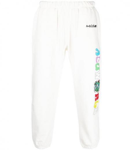 white printed cotton sweatpants