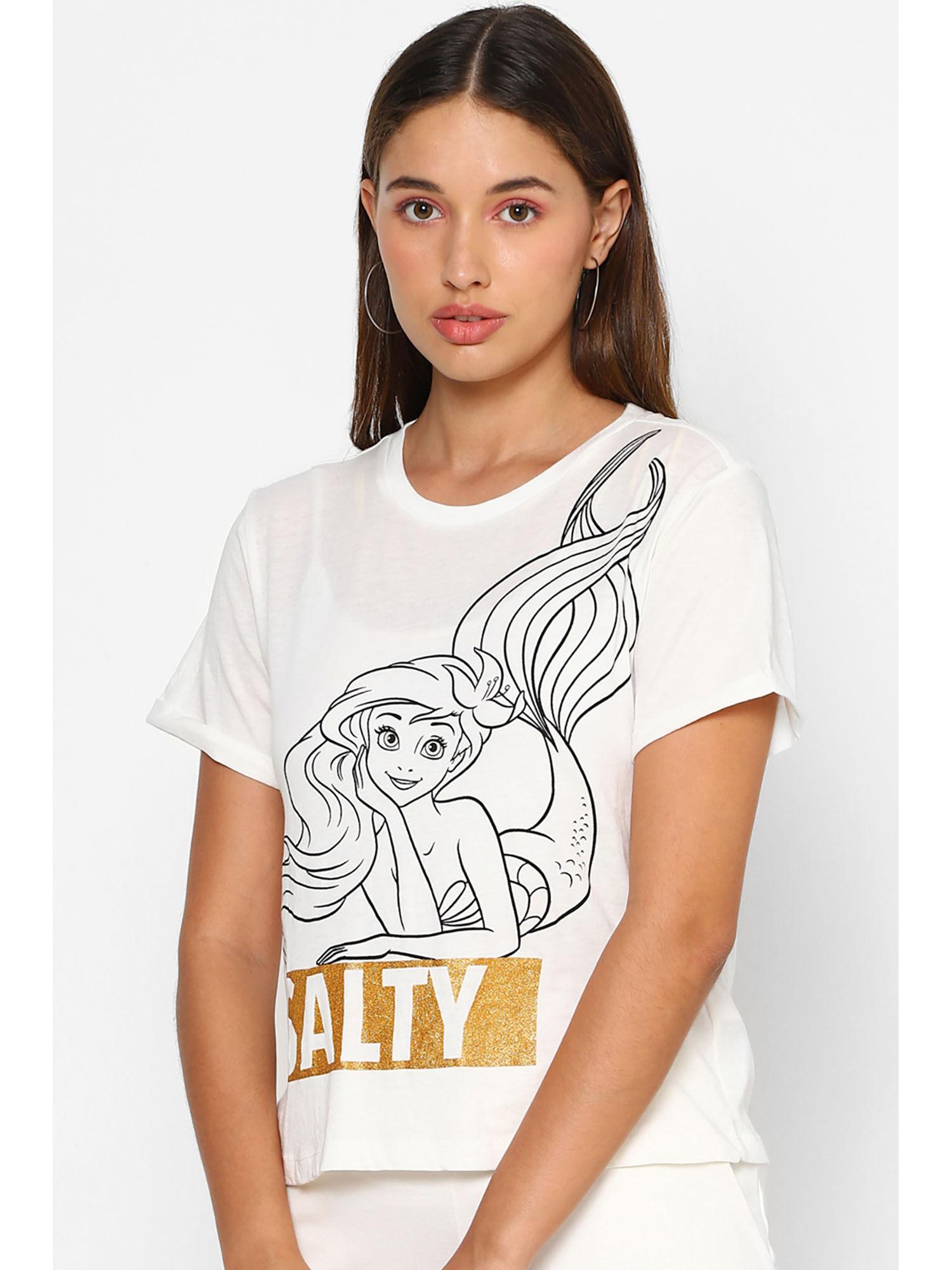 white printed disney graphic tee