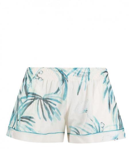 white printed drawstring cotton shorts