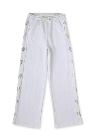 white printed full length casual girls regular fit track pants