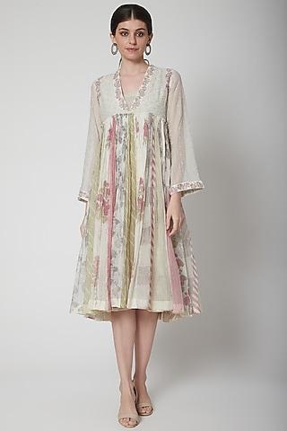 white printed kurta dress