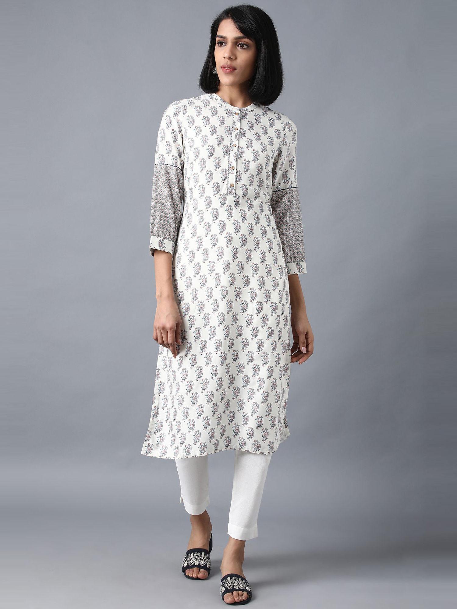 white printed kurta