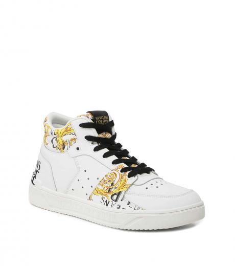 white printed leather sneakers