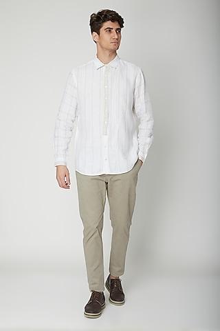 white printed linen shirt