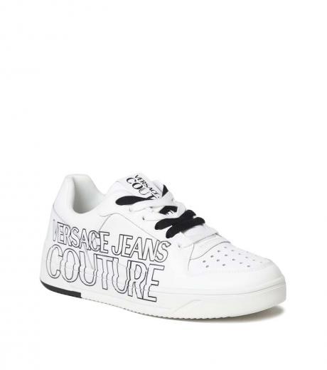 white printed logo sneakers